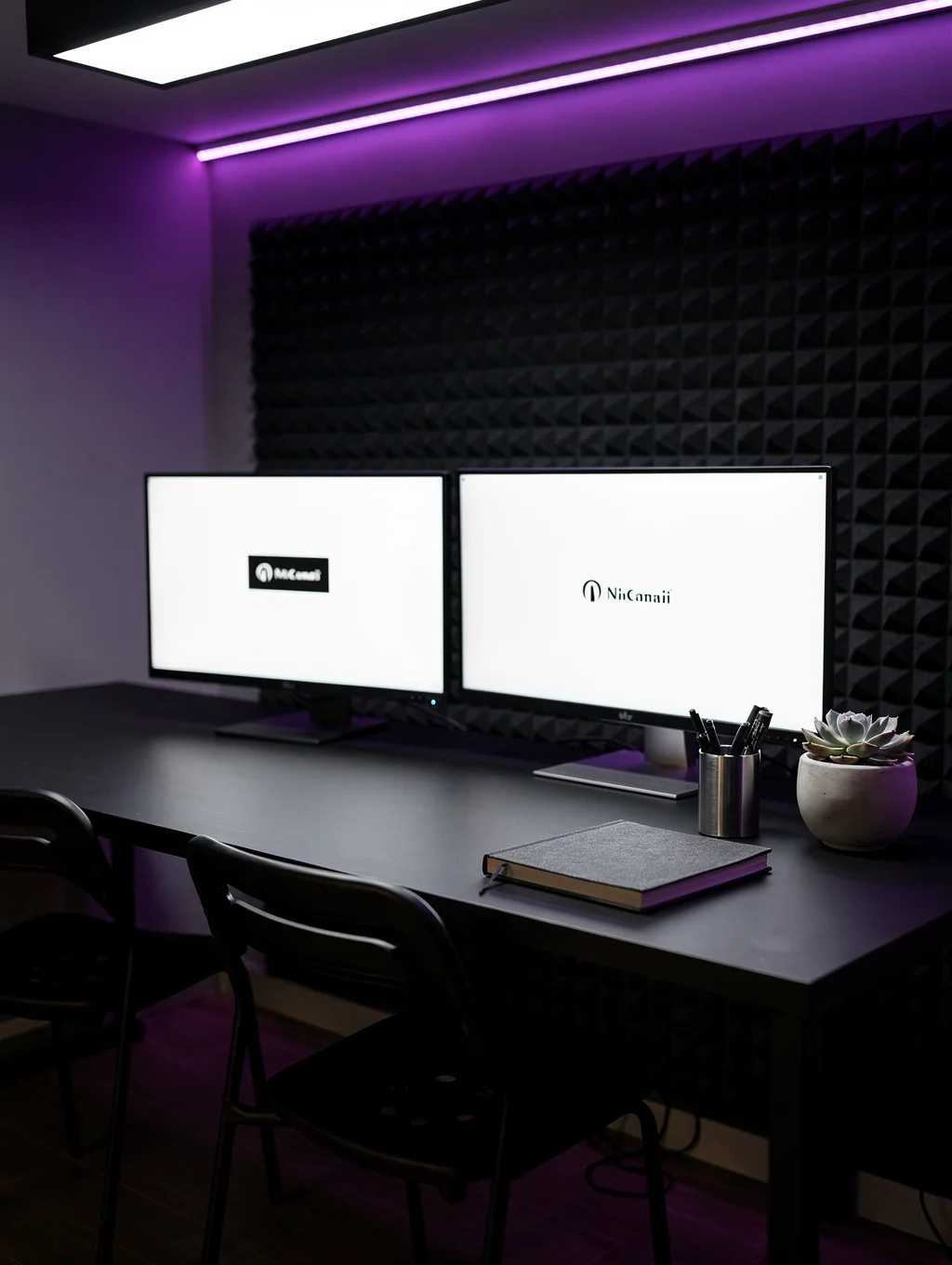 Minimalist brand identity elements on a clean desk