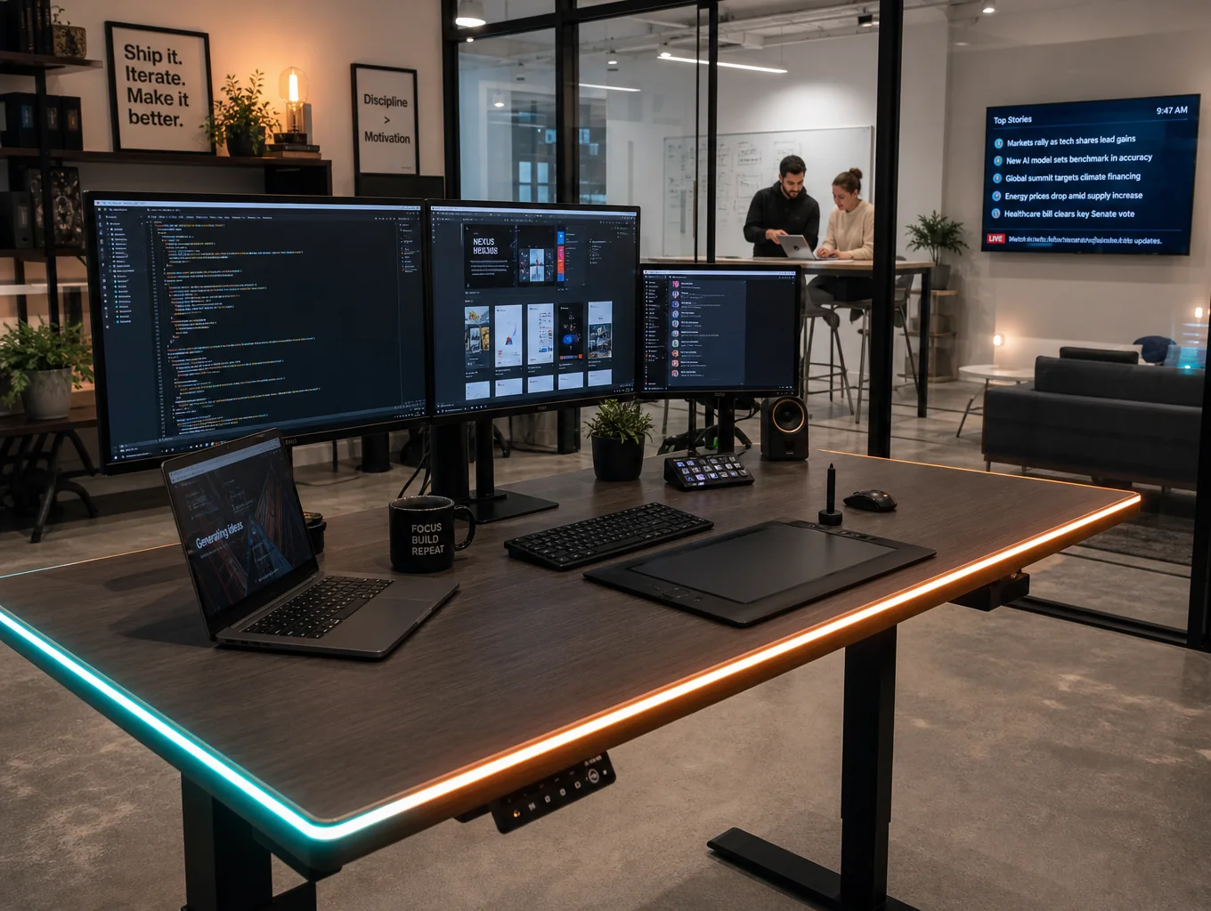 Modern digital workspace with creative tools