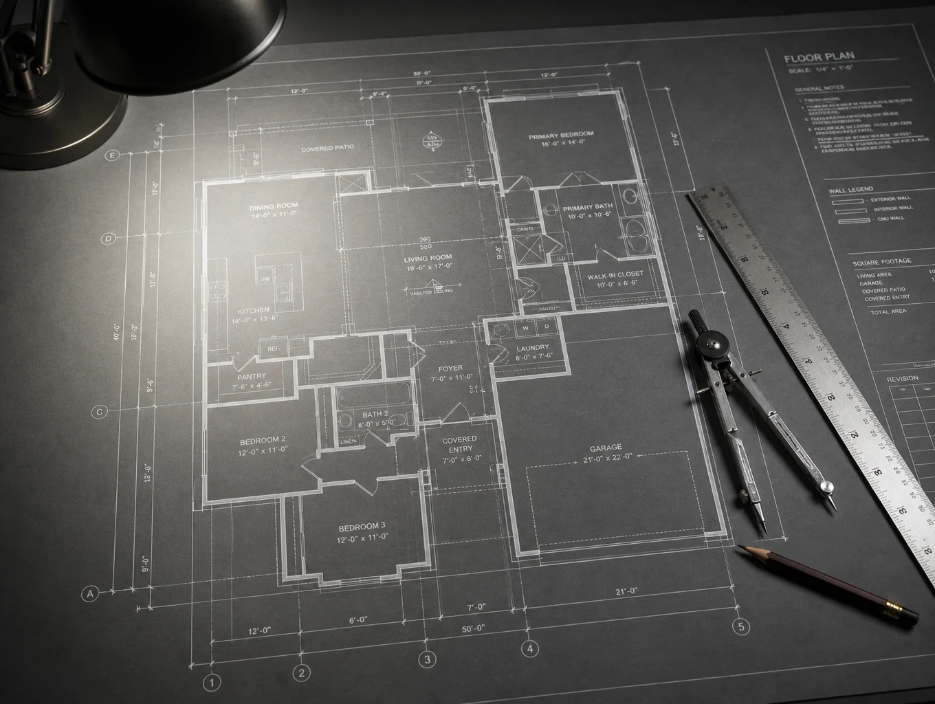 Abstract architectural blueprint showing creative flow